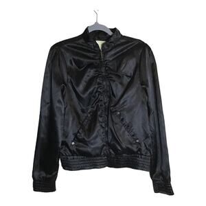 Jordache Women’s Black  Vintage Satin Jacket Size Med. EUC